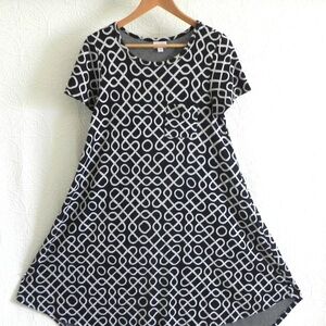 LuLaRoe Black and White A-Line Midi Dress